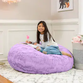 Jaxx - Cocoon 4 Foot Bean Bag Chair - Faux Fur, Bellflower Purple - Faux Fur - Bellflower Purple