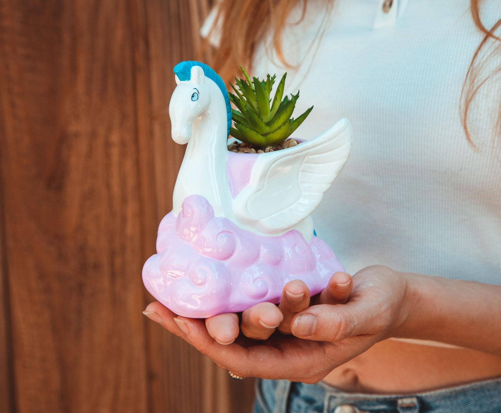 Alt View 10. Disney - Disney Hercules Pegasus 3-Inch Ceramic Mini Planter With Artificial Succulent - Pink.