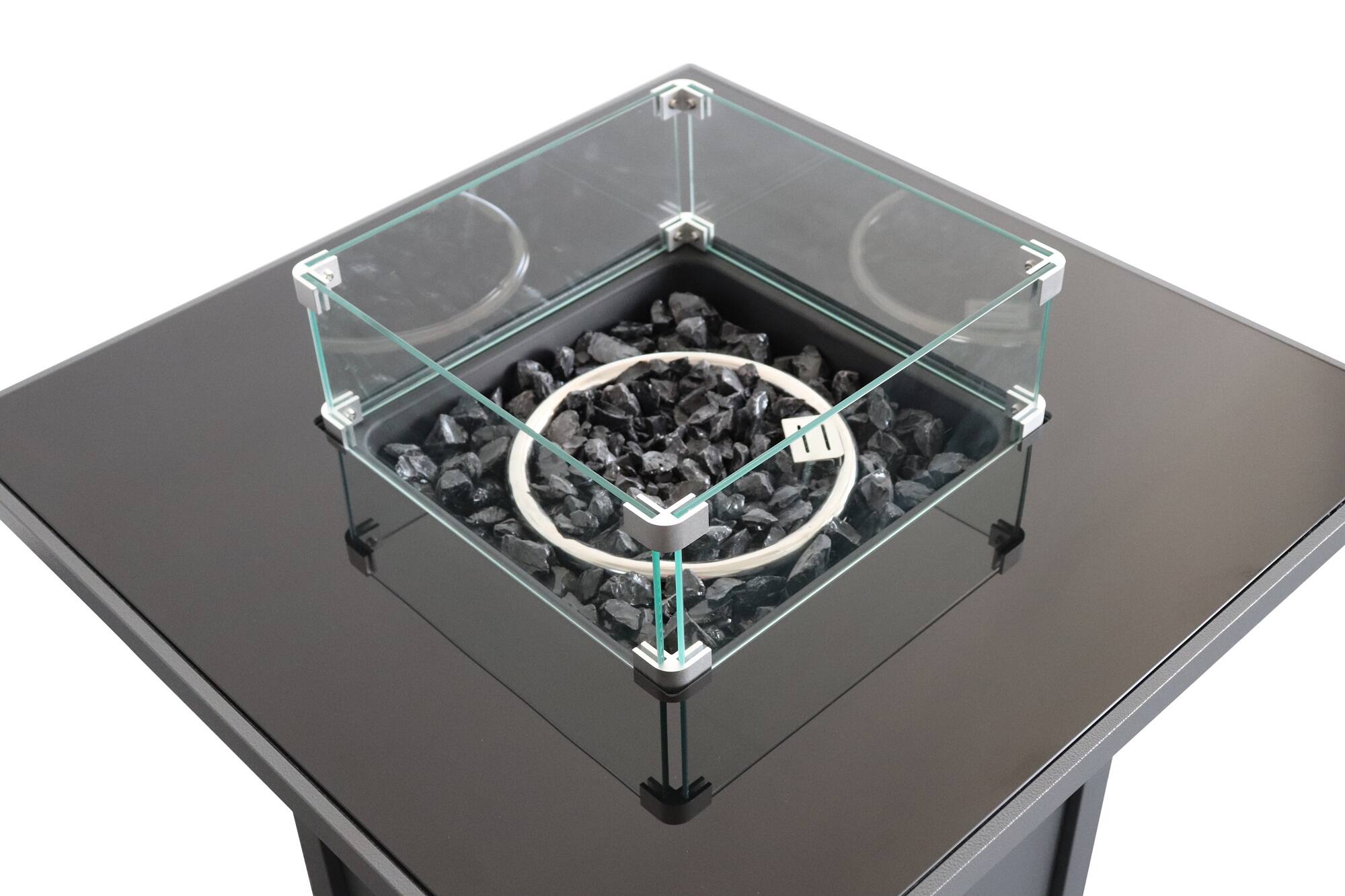 Angle. APRILSOUL - 25 inch H x 30 inch W Steel Outdoor Fire Pit Table with Lid - Gray.