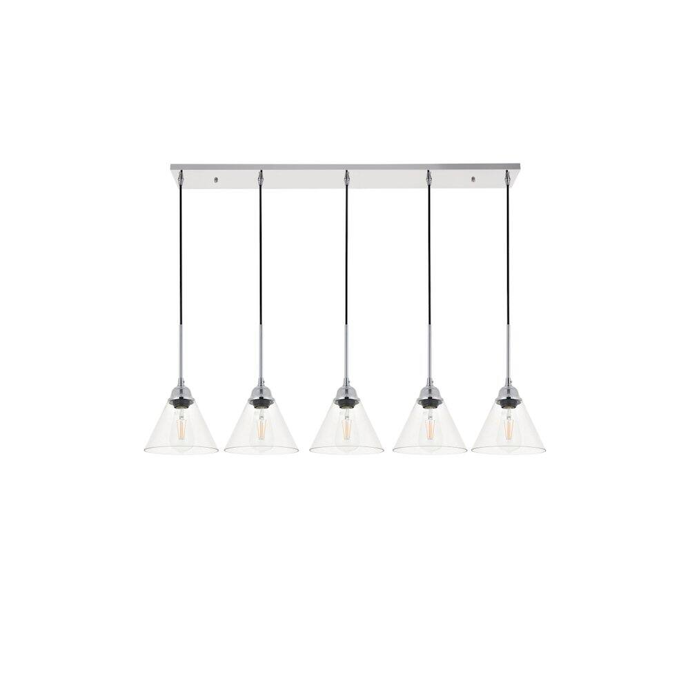 Alt View 8. Living District - Histoire 5 Light Chrome Pendant - Chrome And Clear.