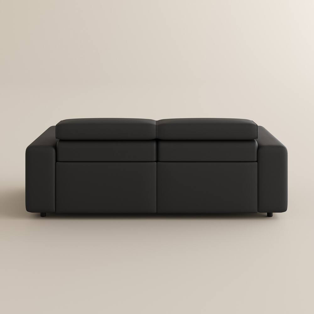 Alt View 10. POVISON - 78.74" Power Loveseat Sofa Reclining Couch Sofa, Modular Recliner Couch,Power Outlet, Adjustable Headrest, Khaki - Black Sustainable Leather.