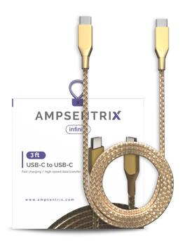 Ampsentrix - 3 FT USB Type C To USB Type C Cable (Infinity) - Gold
