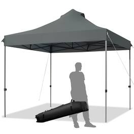 Costway - 10' x 10' Portable Pop Up Canopy Event Party Tent Adjustable W/Roller Bag - Gray