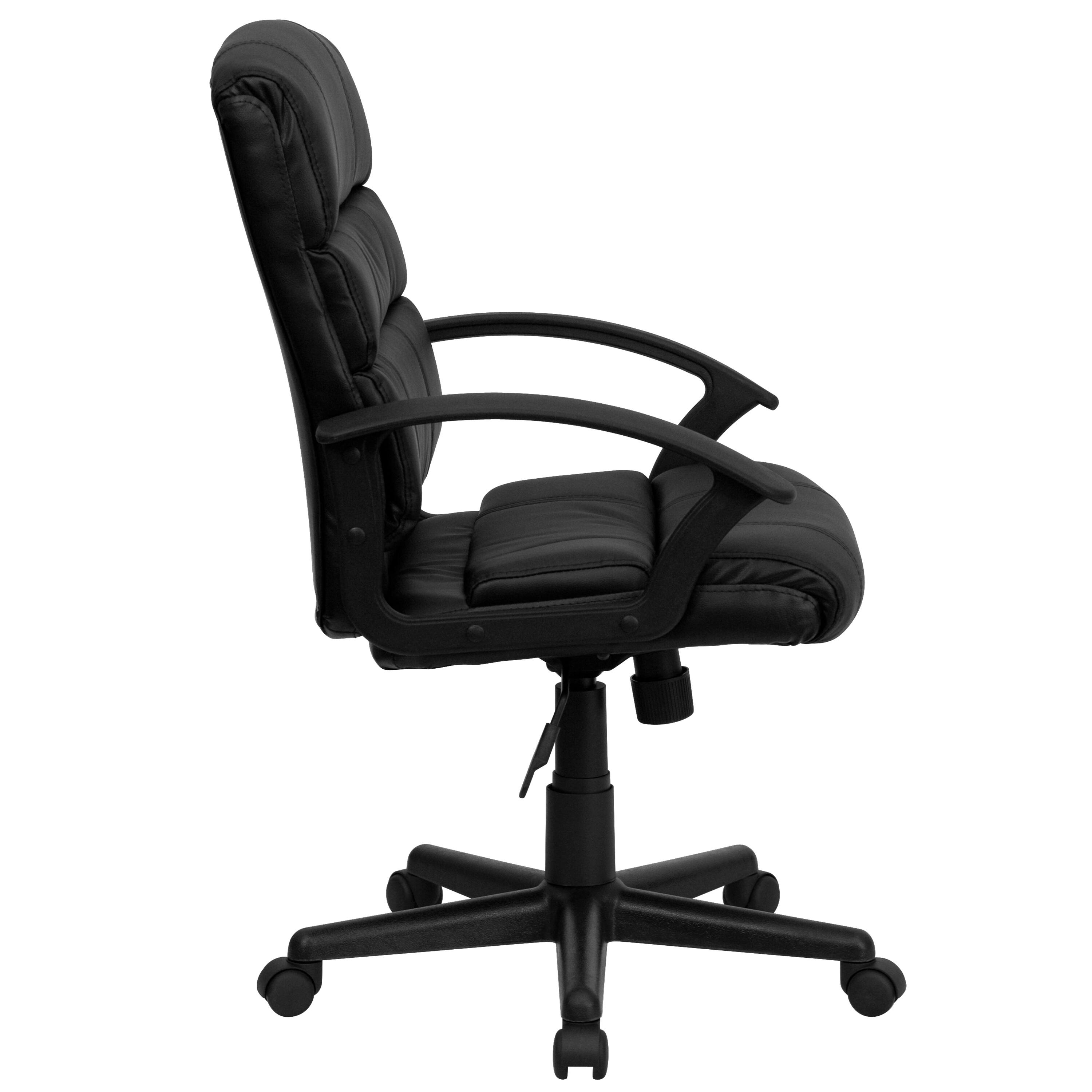 Alt View 5. Emma + Oliver - Mid-Back Leather Swivel Task Office Chair with Accent Divided Back and Arms - Black.