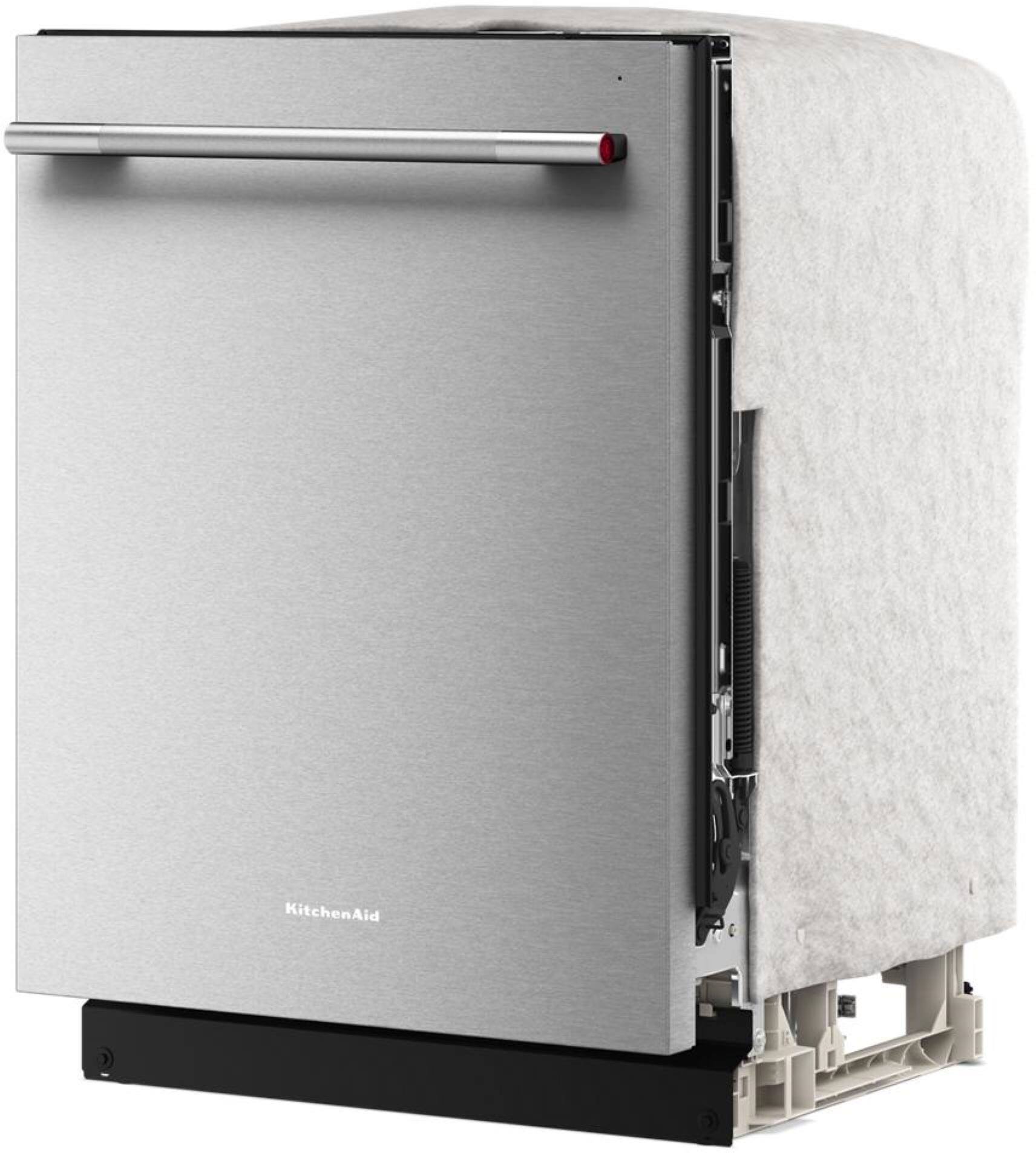 Angle. KitchenAid - 24" Top Control Built-In Dishwasher with Third Level Utensil Rack and 47 dBA - PrintShield Stainless.