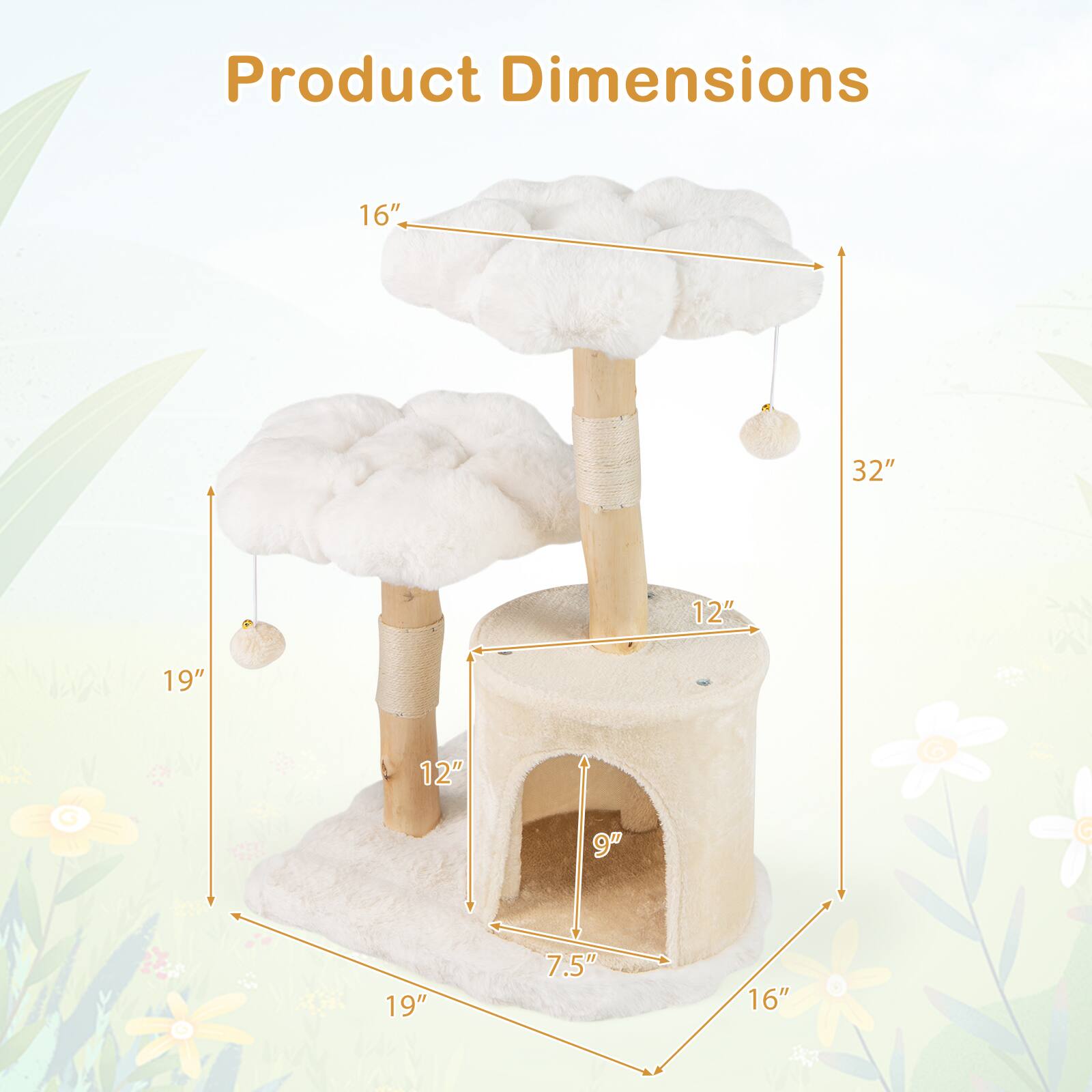 Product Dimensions

- 16"
- 32"
- 12"
- 19"
- 12"
- 9"
- 19"
- 7.5"
- 16"