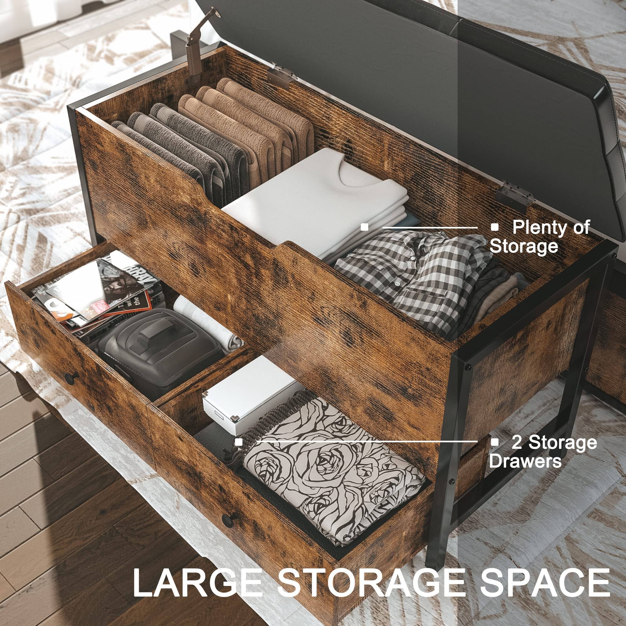 - Plenty of Storage
- 2 Storage Drawers
- LARGE STORAGE SPACE