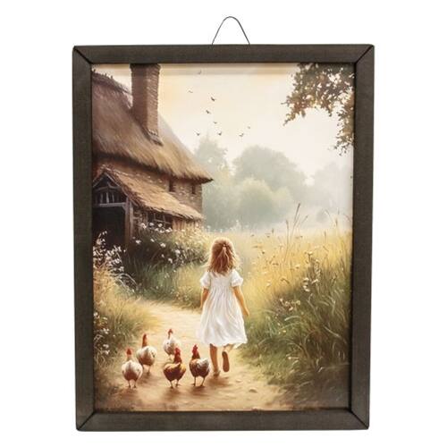 Front. BreeBe - Simple Countryside Box Frame - 12" x 16" - Brown.