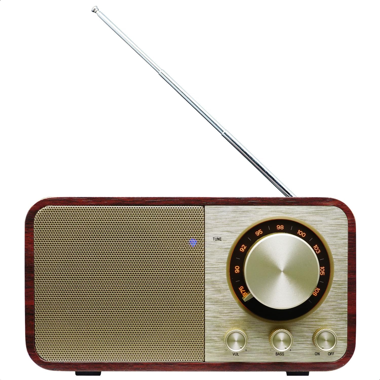 Stamp n Camp - FM Radio with Bluetooth Retro Bluetooth Speaker Vintage Radio with SD/USB Memory Music Player Function Wireless - Brown