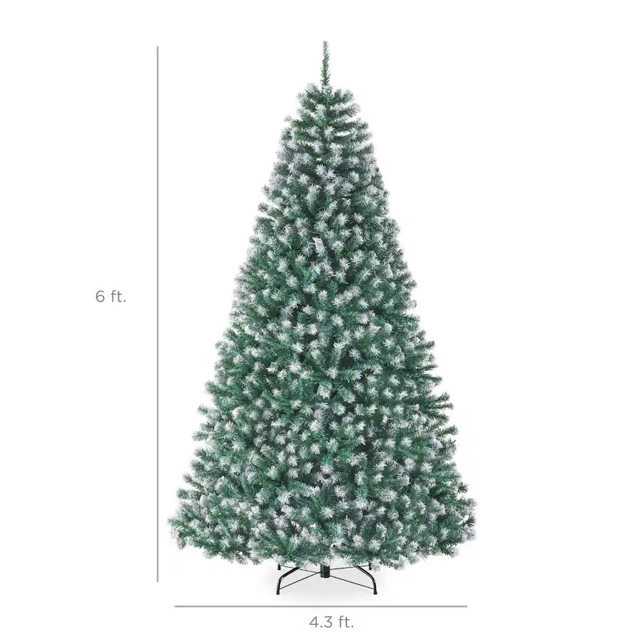 Best Choice Products Artificial Frosted Christmas Tree, 6ft Premium ...