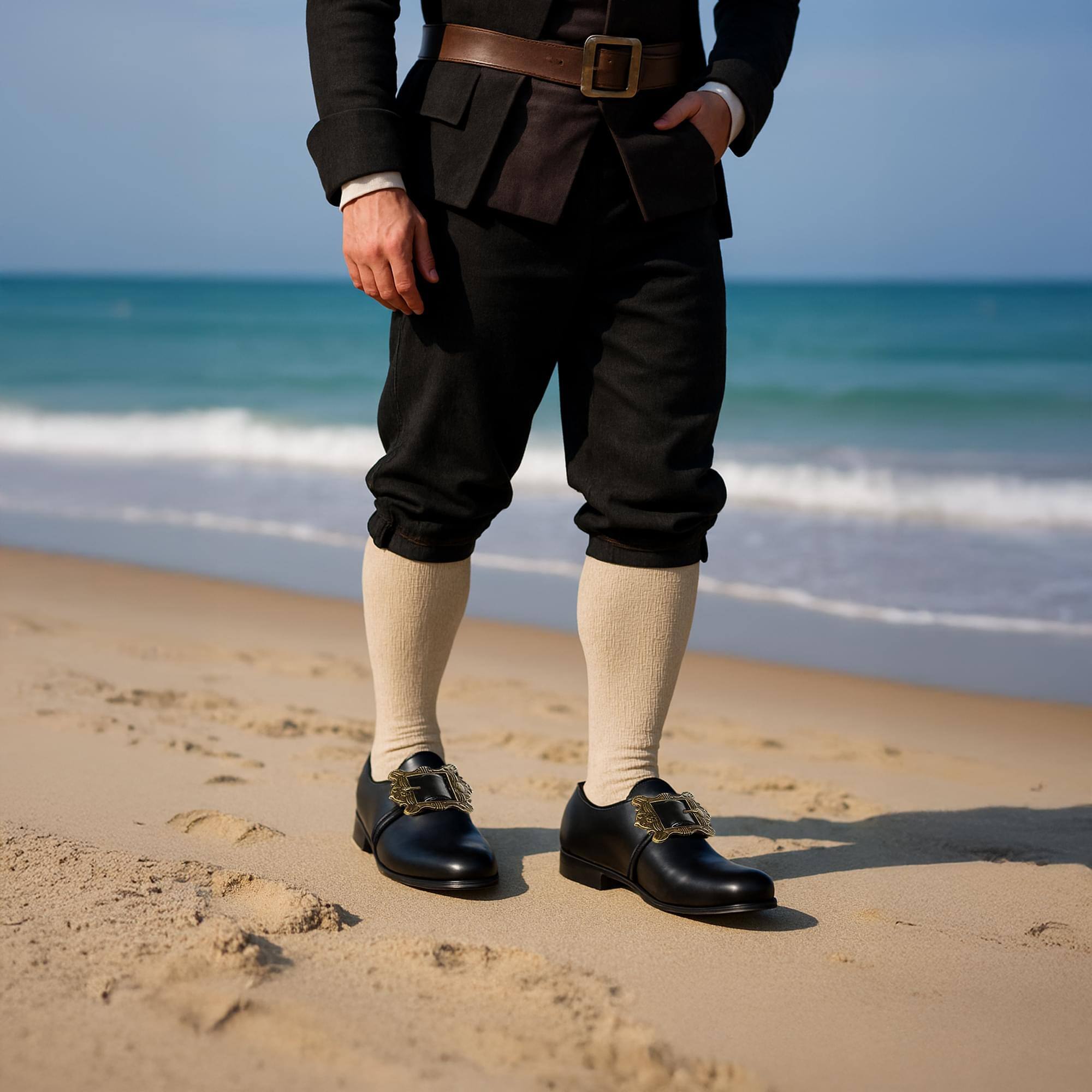 Alt View 2. Ellie Shoes - Colonial/Pirate Adult Costume Shoes| M 10-11 - Gold.