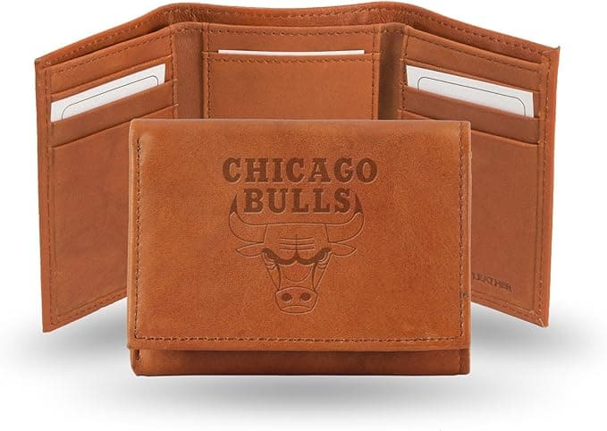 Rico Industries - Chicago Bulls Brown Leather Embossed Trifold Wallet - Multi