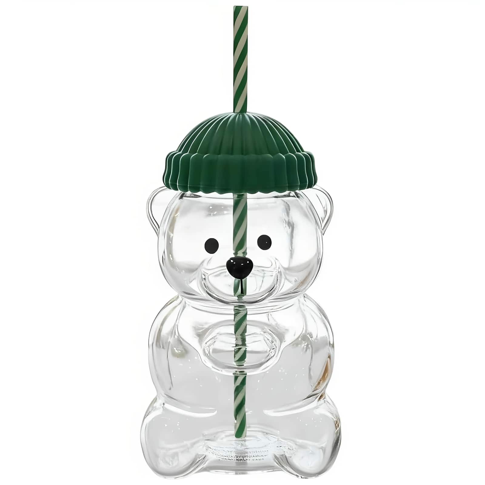 Front. Giantpower - 20oz Teddy Bear Cup with Straw Cute Coffee Mug - Clear.