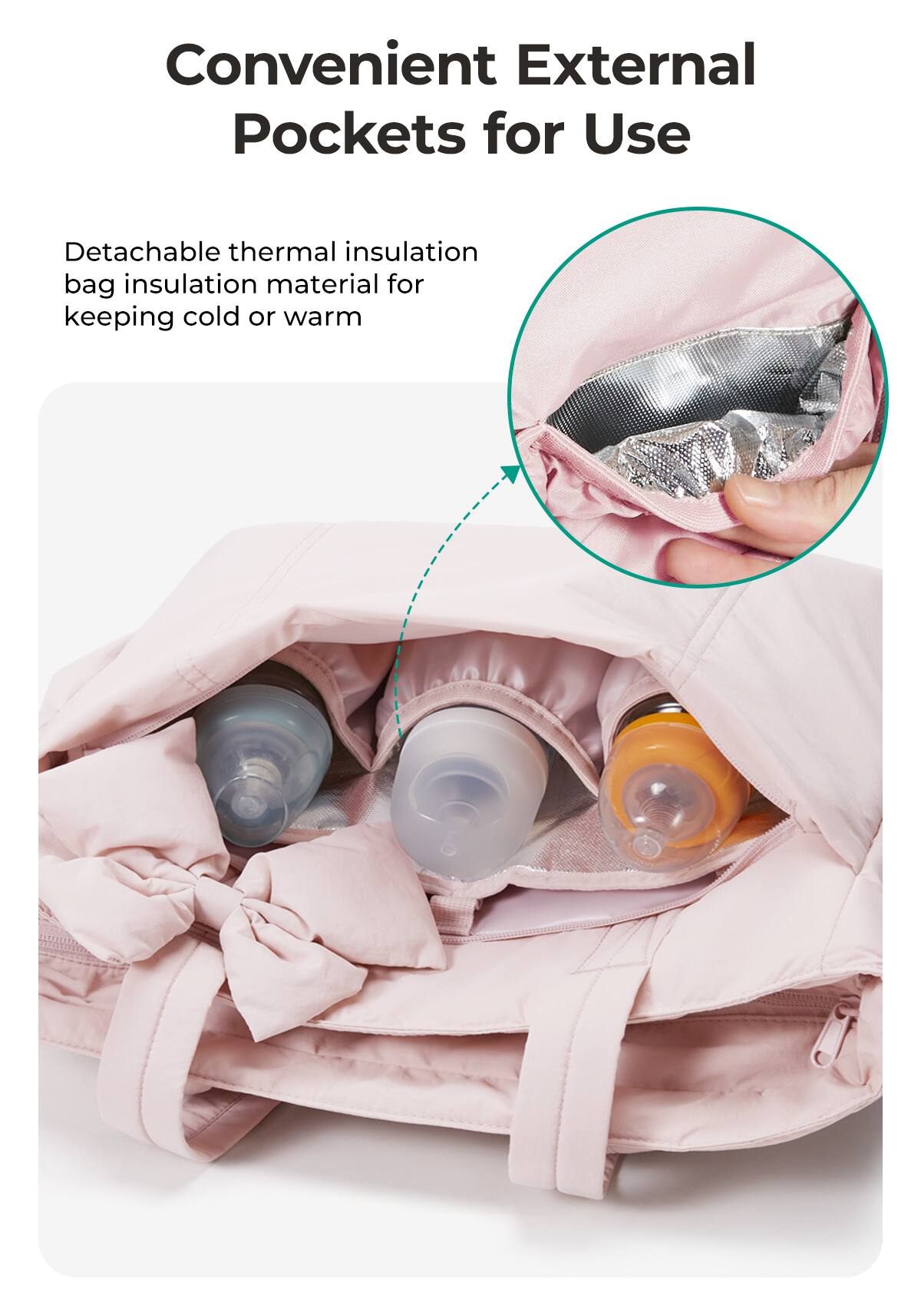 Convenient External Pockets for Use

Detachable thermal insulation bag insulation material for keeping cold or warm