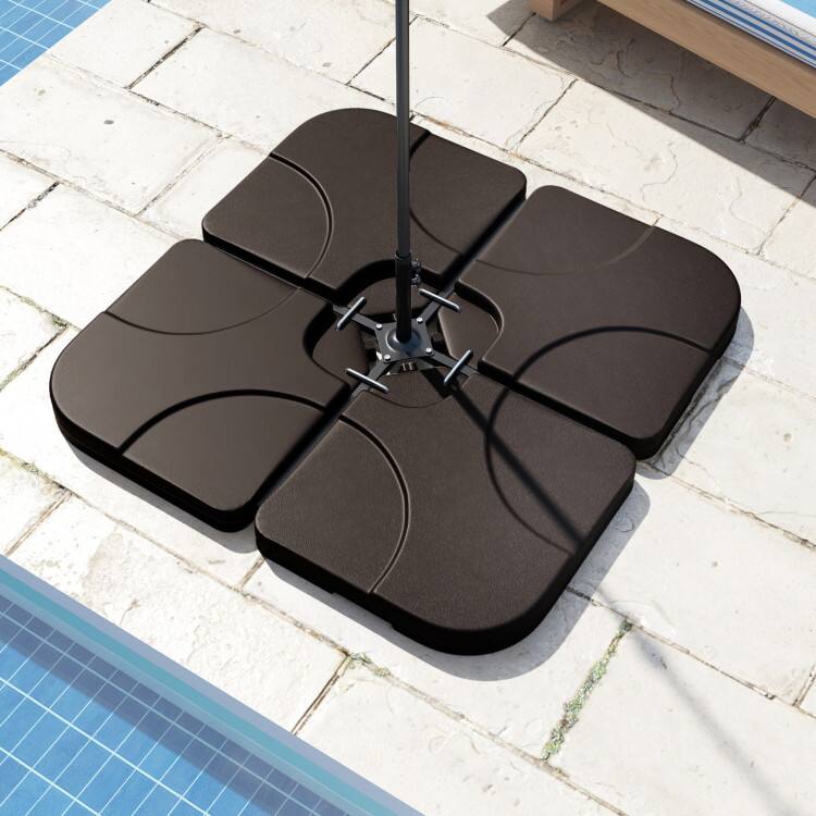 Alt View 6. SlickBlue - 20 Inch Outdoor Offset Umbrella Base Plate Sand or Water Filled - Coffee.