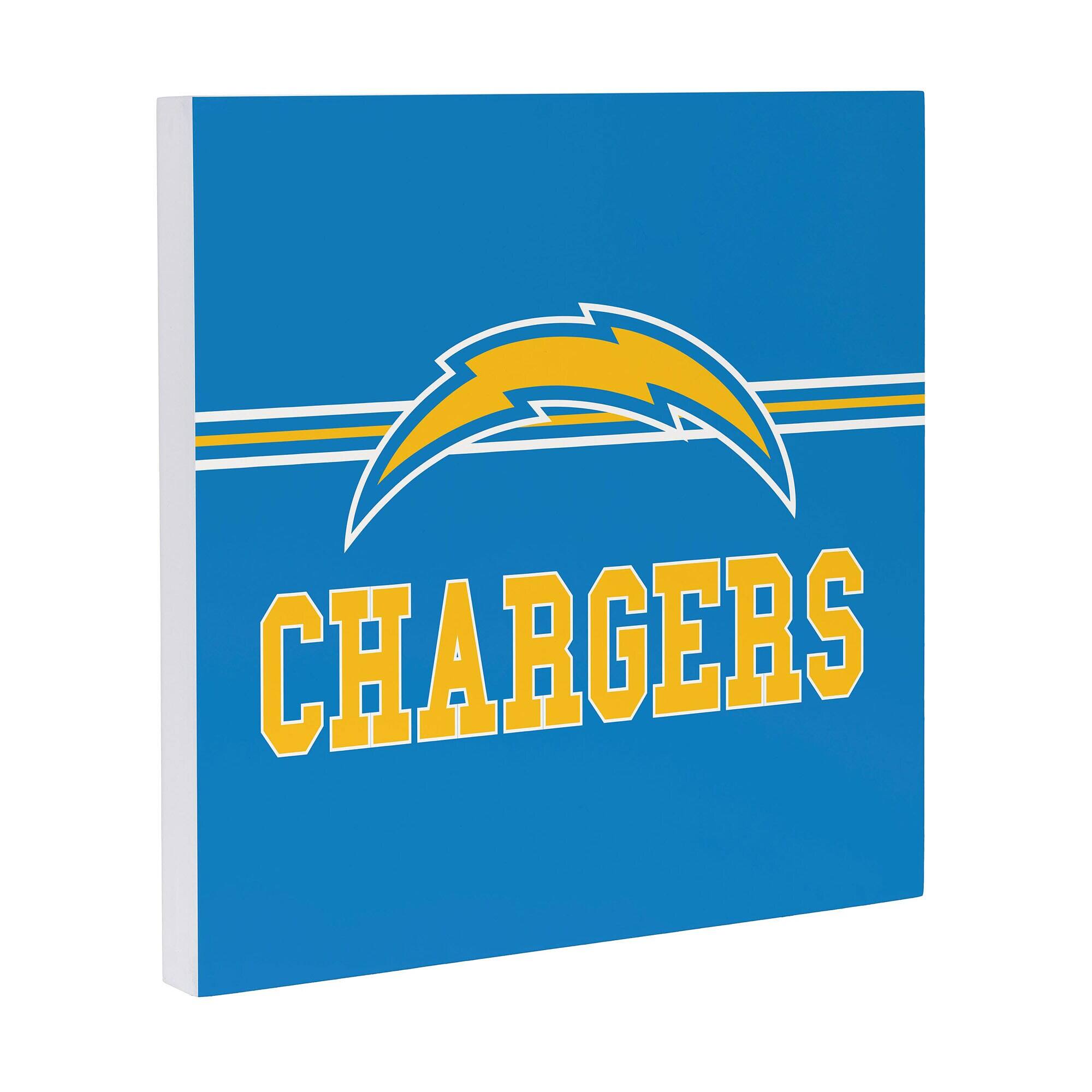 Alt View 1. Evergreen Enterprises - Los Angeles Chargers 12" x 12" Wood Wall Sign - Multicolor.