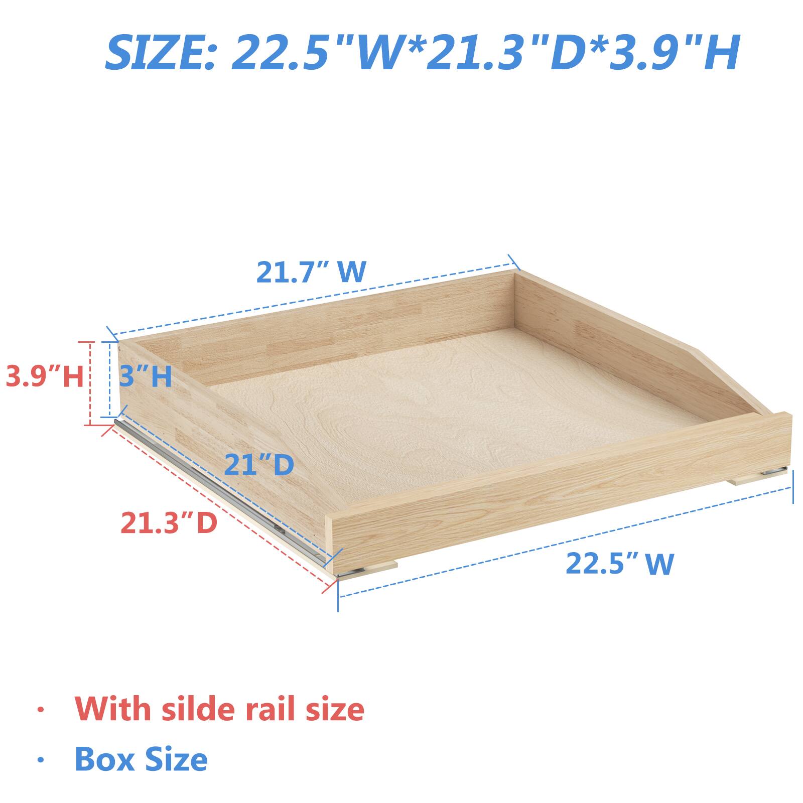 SIZE: 22.5"W*21.3"D*3.9"H

- With slide rail size
- Box Size

22.5"W
21.3"D
3.9"H

21.7"W
21"D
3"H
