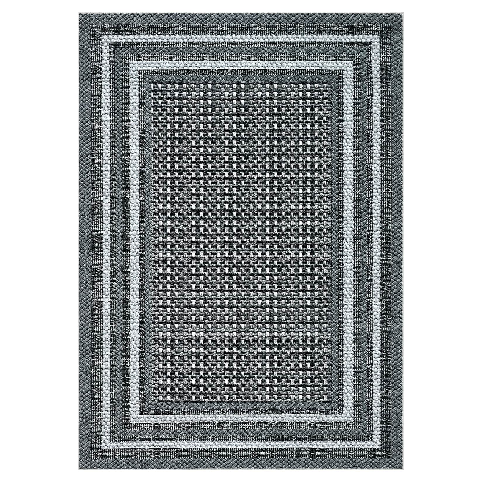 Acekool - Modern Geometric Area Rug Machine Washable Non Slip Stain Resistant Minimalist Style Rugfor Living Room Bedroom - Black Grey