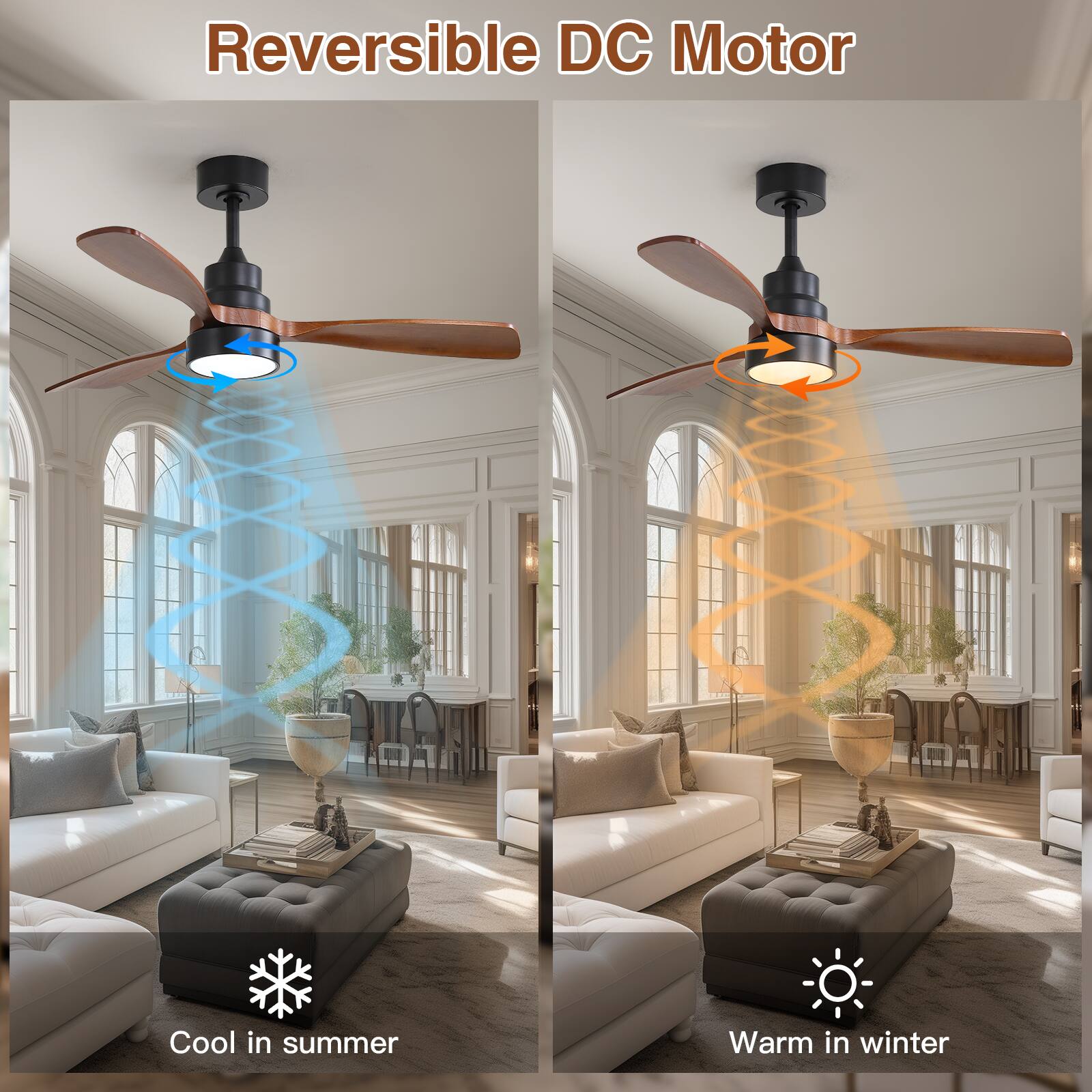 Reversible DC Motor  
Cool in summer  
Warm in winter