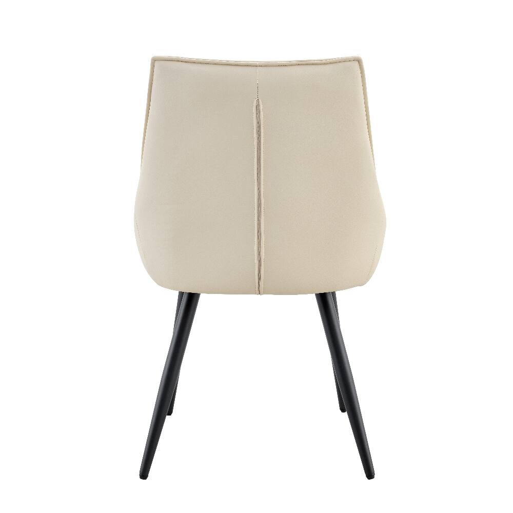 Alt View 4. Loheer - Loheer Faux Leather Dining Chairs Set of 2 Off White Modern Upholstered Kitchen Chairs with Black Iron Legs - Off White.