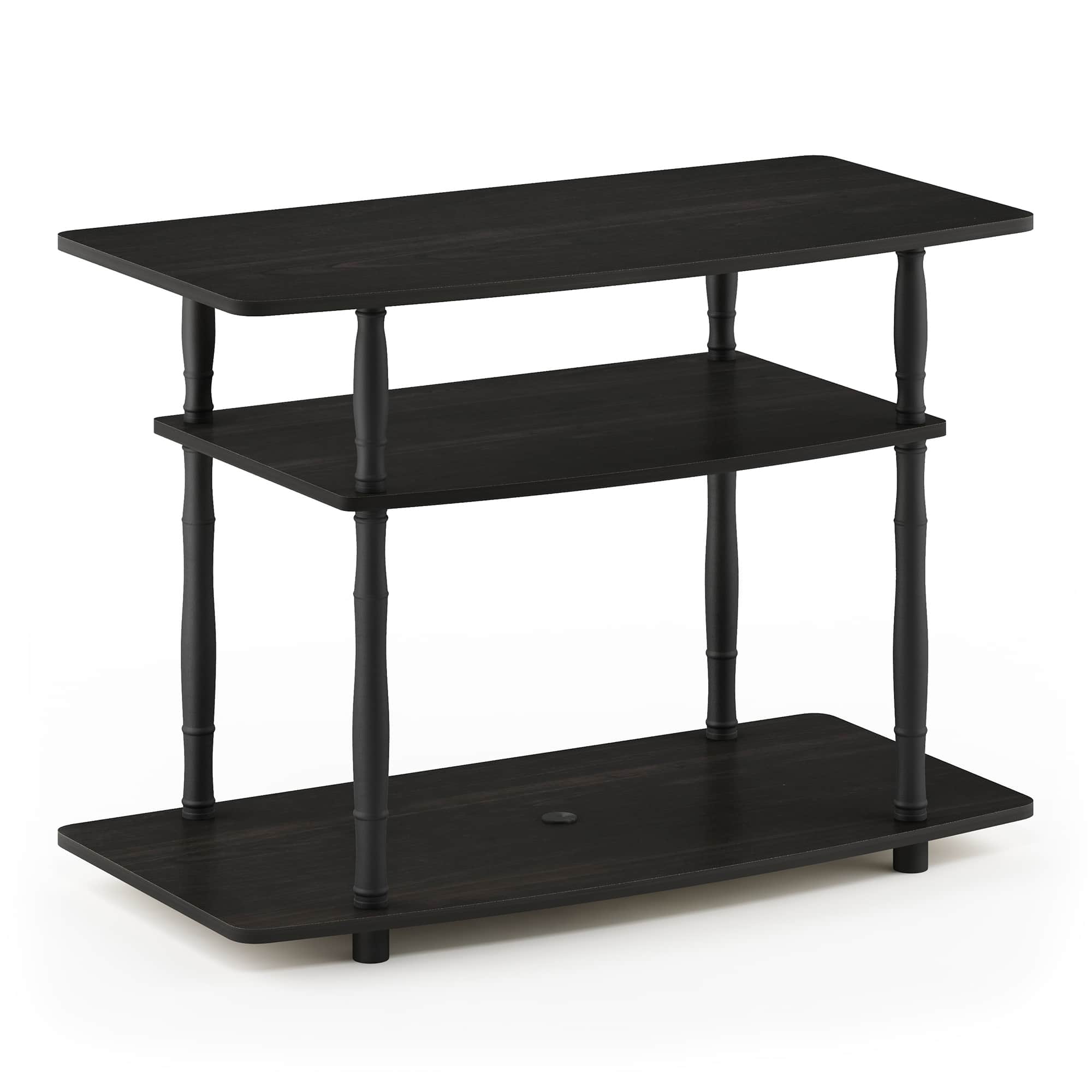 Front. Furinno - Turn-N-Tube No Tools 3-Tier TV Stands with Classic Tubes - Espresso/Black Classic Tube.