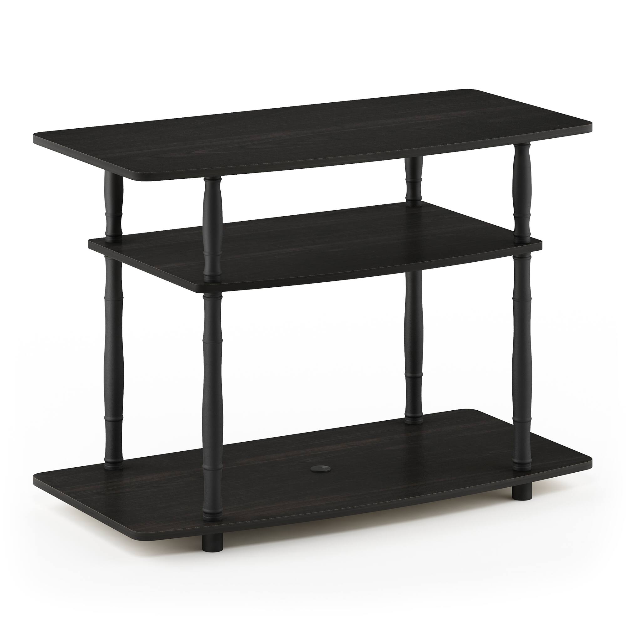 Front. Furinno - Turn-N-Tube No Tools 3-Tier TV Stands with Classic Tubes - Espresso/Black Classic Tube.
