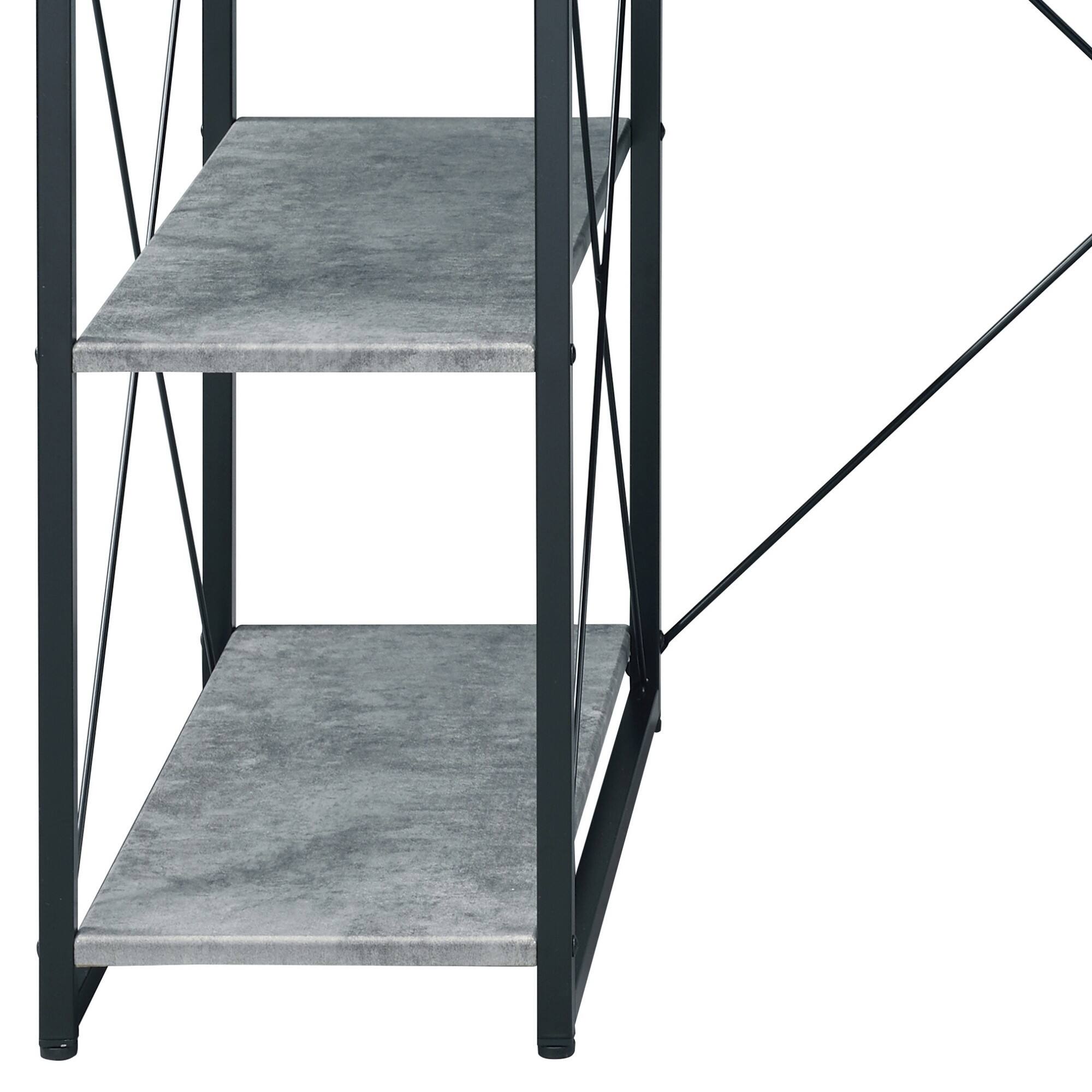 Alt View 5. Glintex - Modern Writing Desk with Drawer, 8 Storage Compartments, Wooden Top and Sturdy Metal Sled Base for Home Office - Gray.