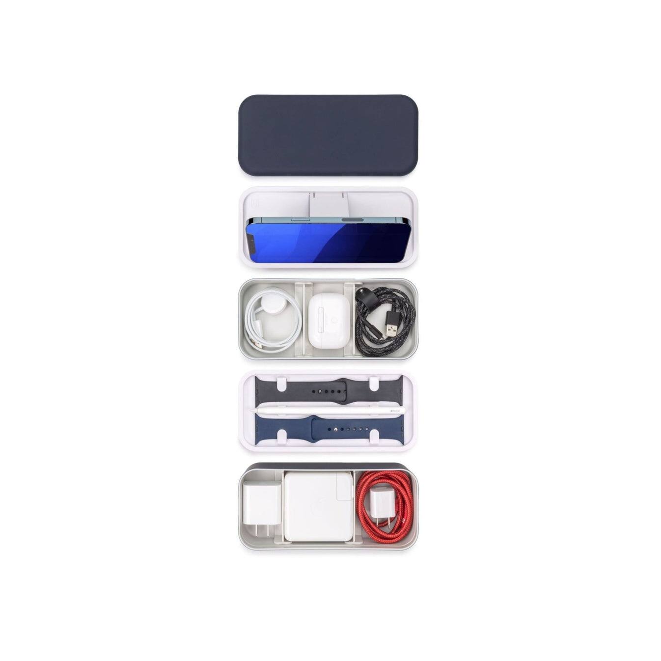 Left. Function 101 - BentoStack Tech Accessory Organizer Navy - Navy.