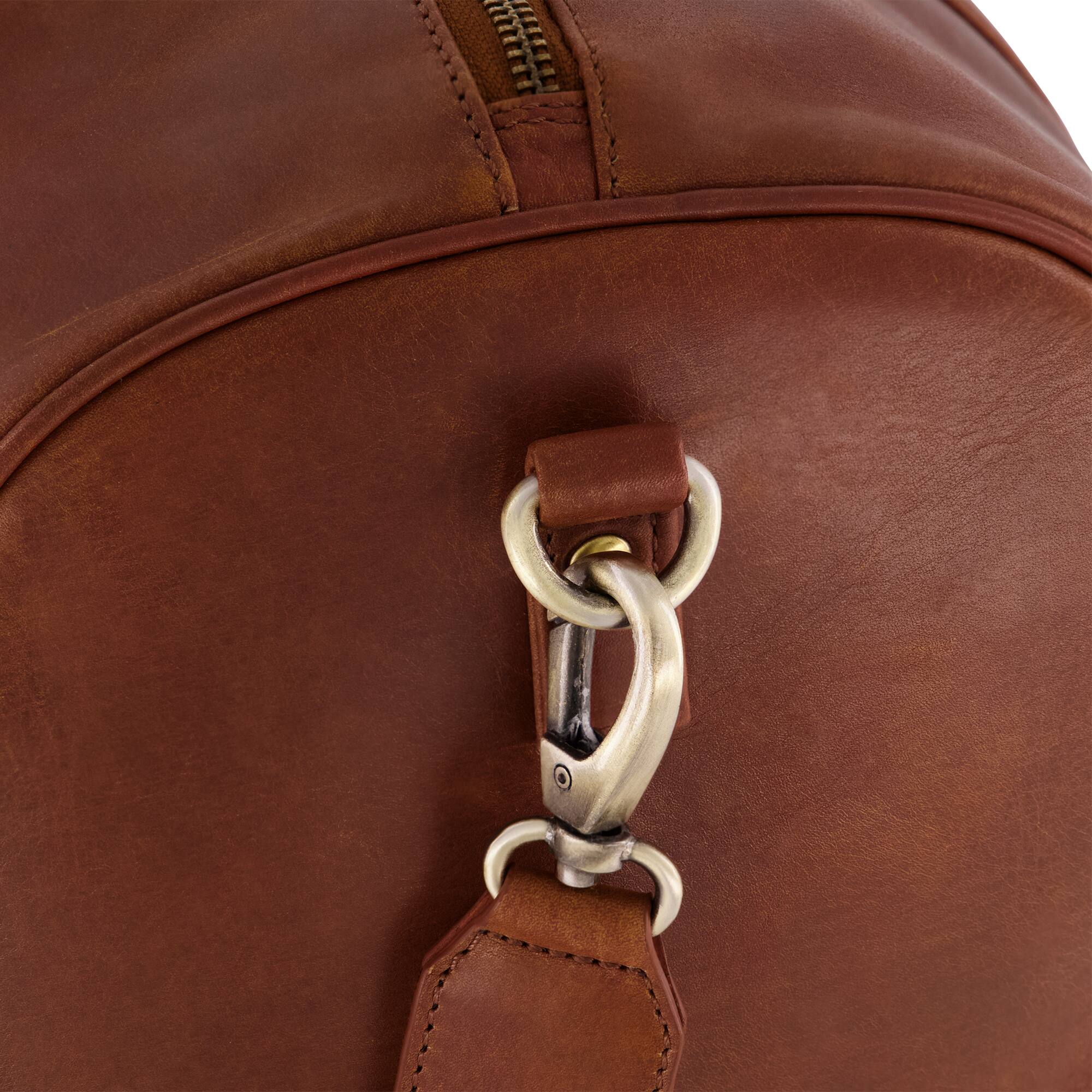 Alt View 2. Concept One - Yellowstone real leather 21 inch duffle, with burnished gold detailing - Brown.