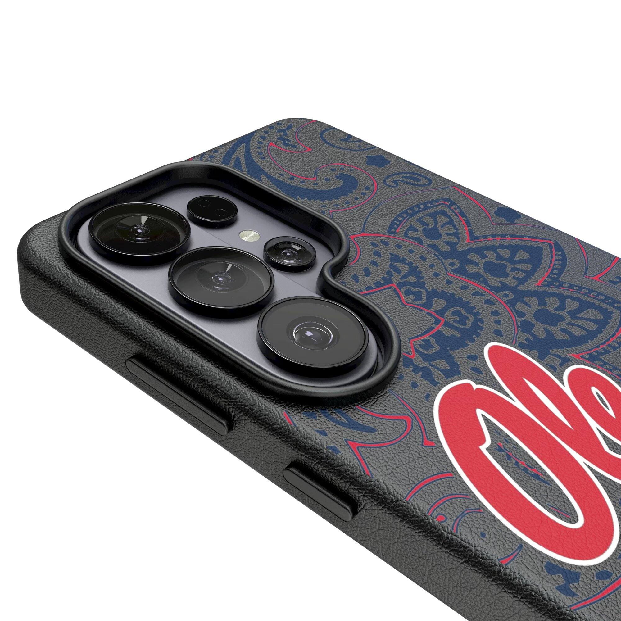 Alt View 2. Keyscaper - Ole Miss Rebels Paisley Galaxy Magnetic Bump Case - S25 Ultra - Black.