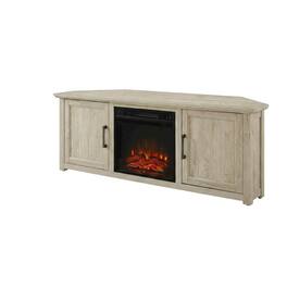 FurniFact - Corner Fireplace TV Stand for 65+ Inch Flat Screens with Ample Storage - Black