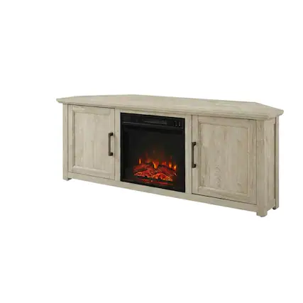 Front. FurniFact - Black Corner Fireplace TV Stand for 65+ Inch Flat Screens with Ample Storage - Black.