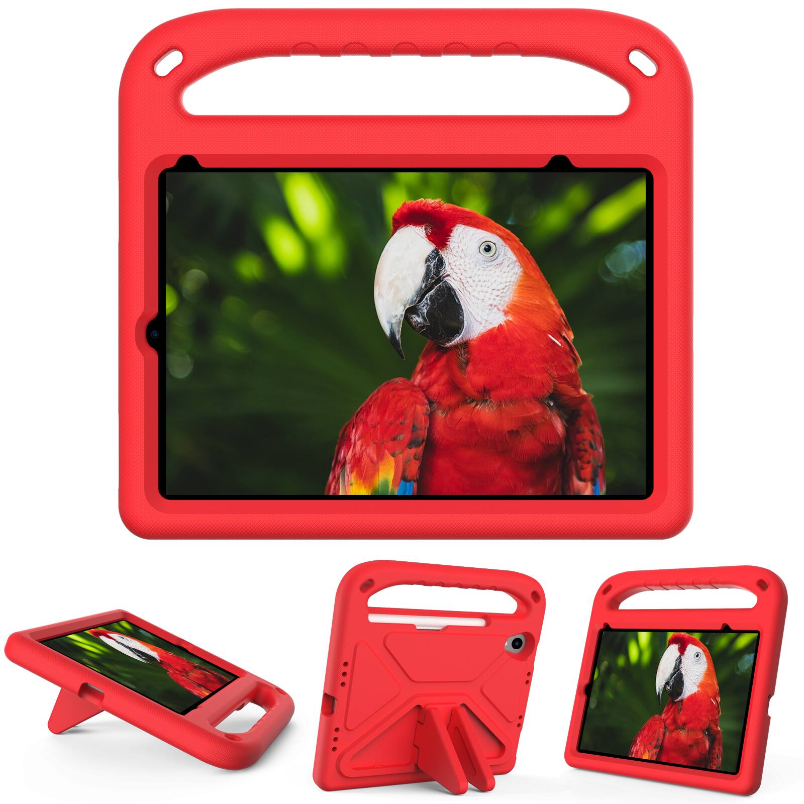 Left. UUCOVER - Lightweight EVA Case for iPad mini A17 Pro 8.3-inch 2024/iPad mini 6th Gen Shockproof Handle Kickstand Anti-Slip Cover - Red.