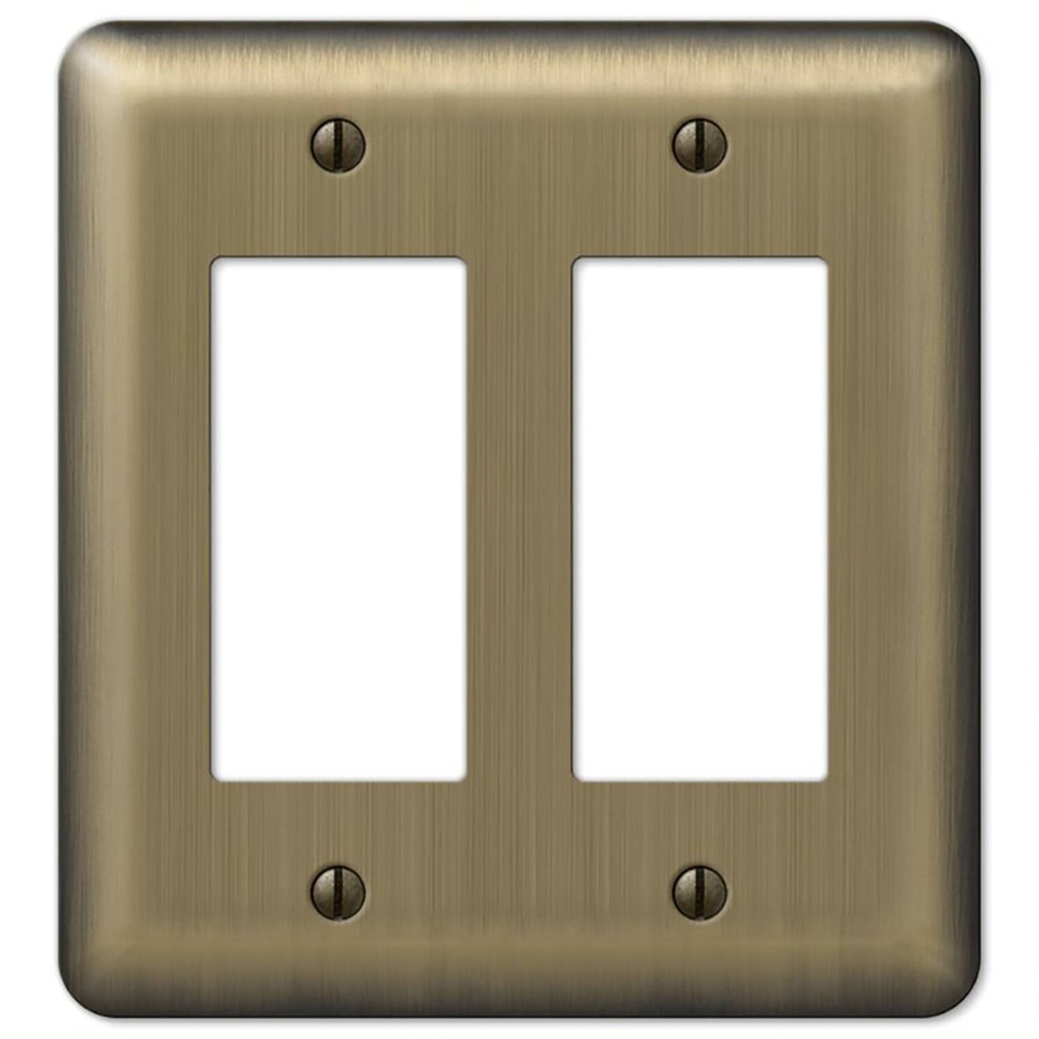 Angle. AMERELLE - Amerelle Devon Brushed Brass 2 gang Stamped Steel Decorator Wall Plate 1 pk - Brass.