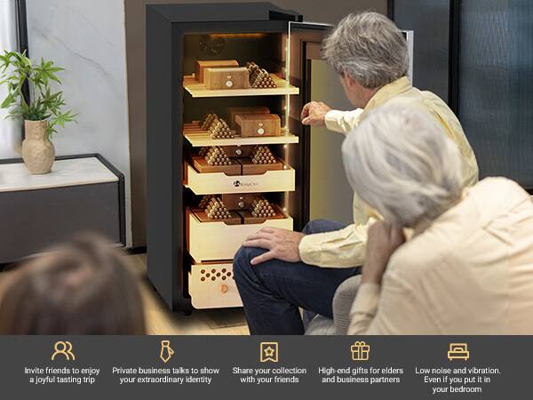 Invite friends to enjoy a joyful tasting trip

Private business talks to show your extraordinary identity

Share your collection with your friends

High-end gifts for elders and business partners

Low noise and vibration. Even if you put it in your bedroom