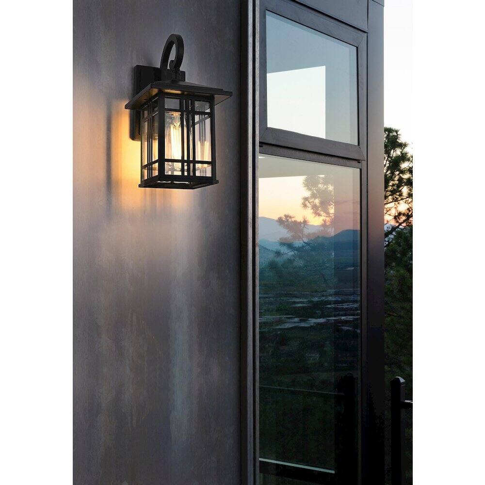 Alt View 4. Elegant Lighting - Harley 12 inch Outdoor Wall sconce in Black - Black And Clear.