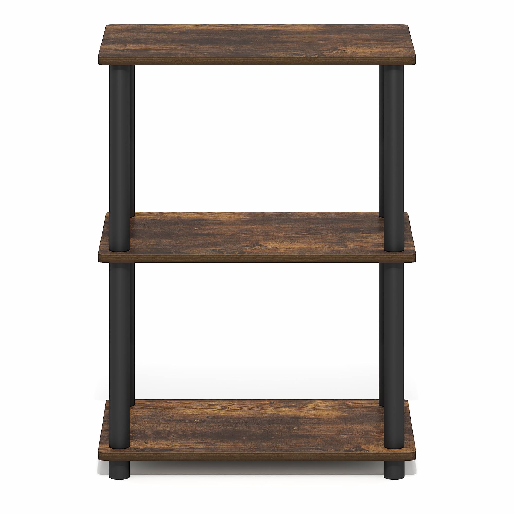 Alt View 7. Furinno - TURN-N-TUBE Storage Shelves, 3-Tier Open Frame Book Shelf, Standing Corner Shelf, Toolless Open Shelves - Amber Pine/Black.