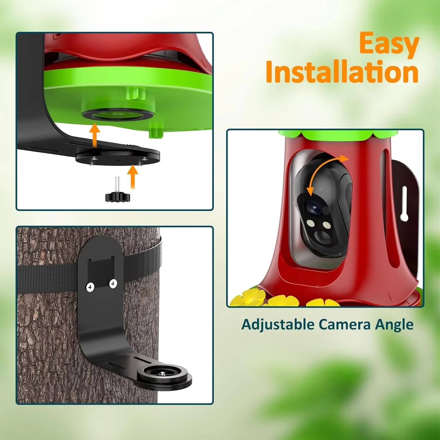 Easy Installation + 4 Adjustable Camera Angle