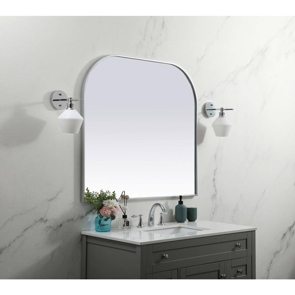 Alt View 4. Elegant Decor - Metal Frame Arch Mirror 42x38 Inch in Silver - Silver.