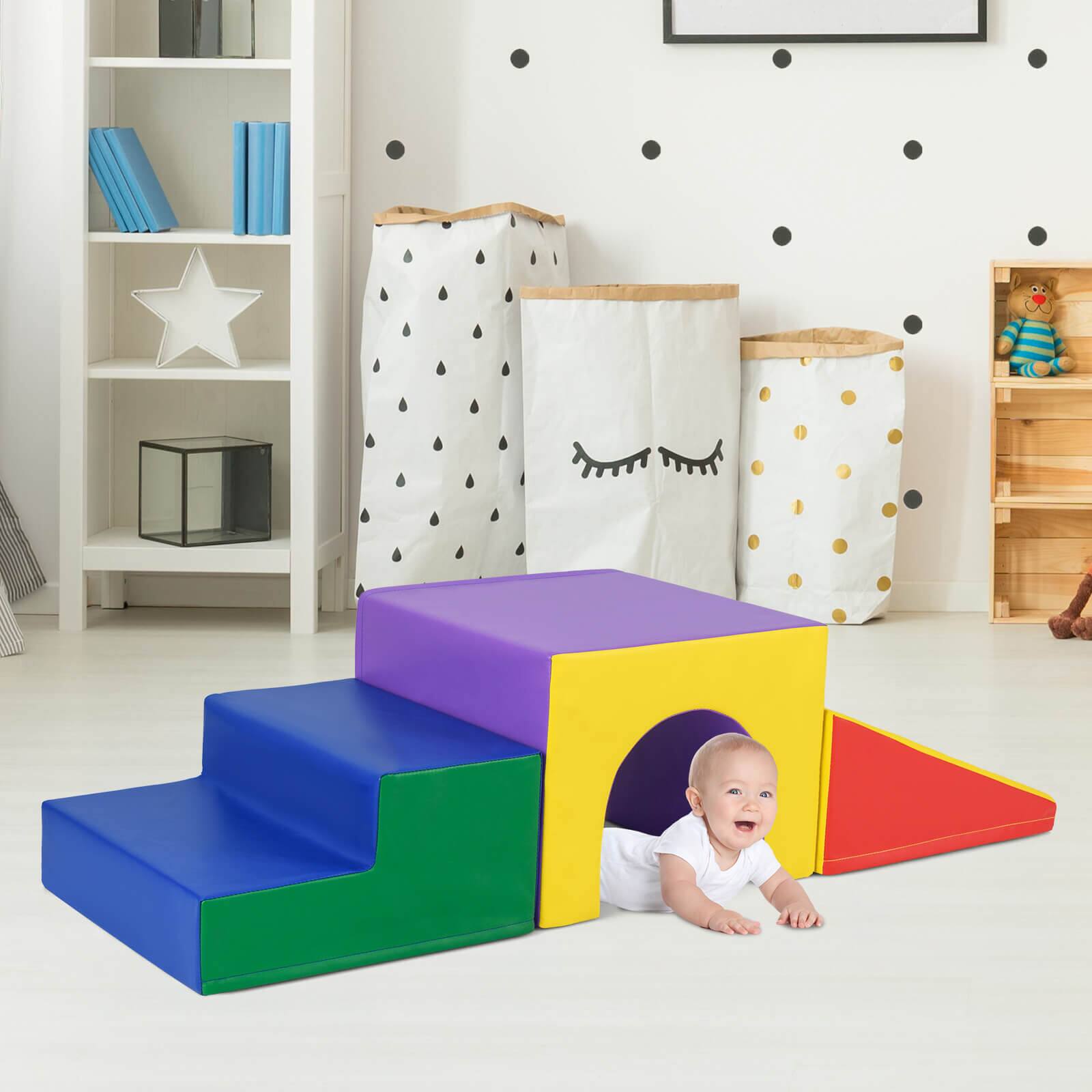 Alt View 3. Costway - Costway Kids Climb and Crawl Activity Playset Blocks w/ Waterproof PU Cover EPE Foam - Multicolor.