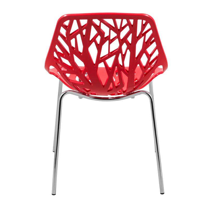 Alt View 1. LeisureMod - Asbury Stackable Modern Dining Chair with Cut Out Design and Chrome Legs Side Chair for Home Living Room - Red.