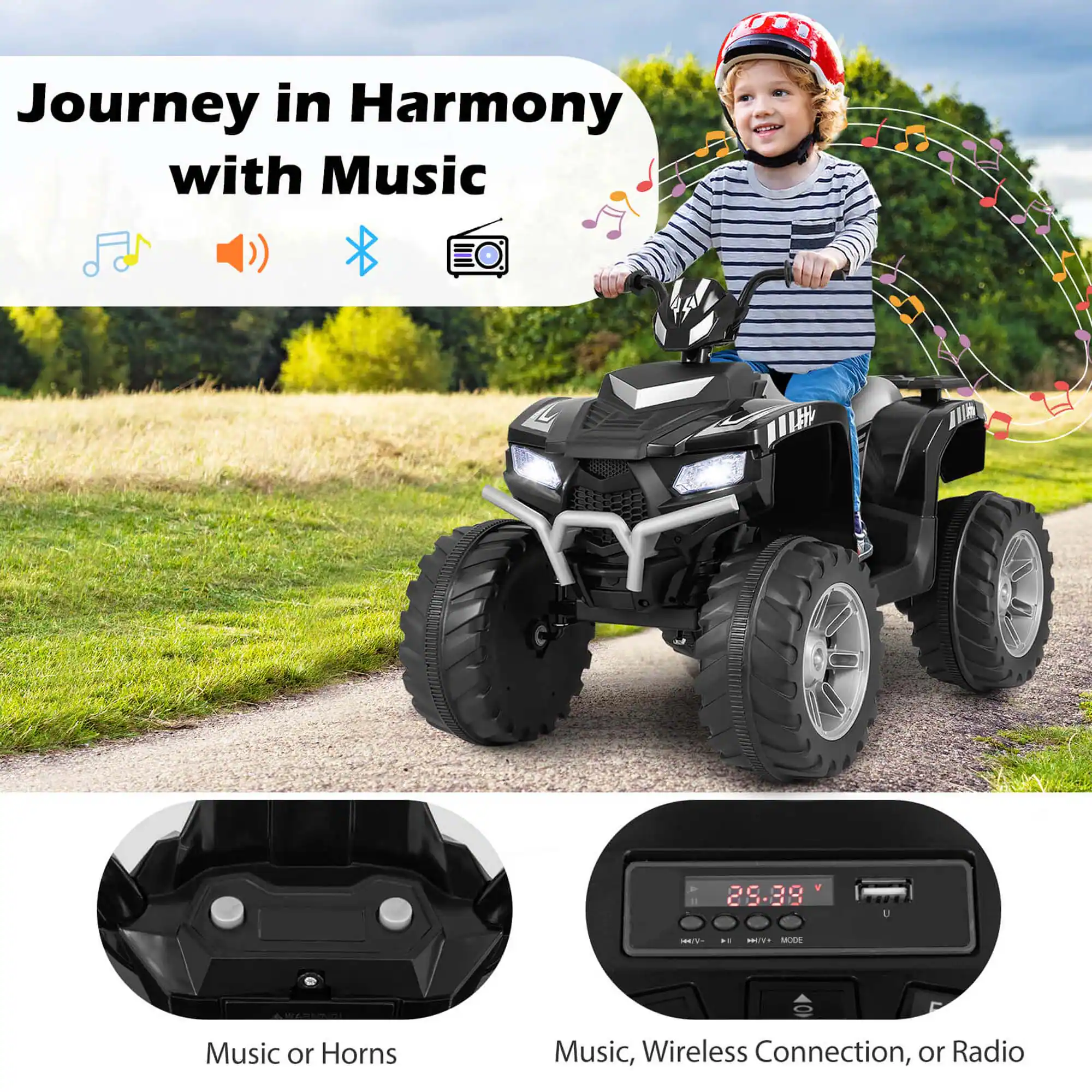 Journey in Harmony with Music

Music or Horns

Music, Wireless Connection, or Radio