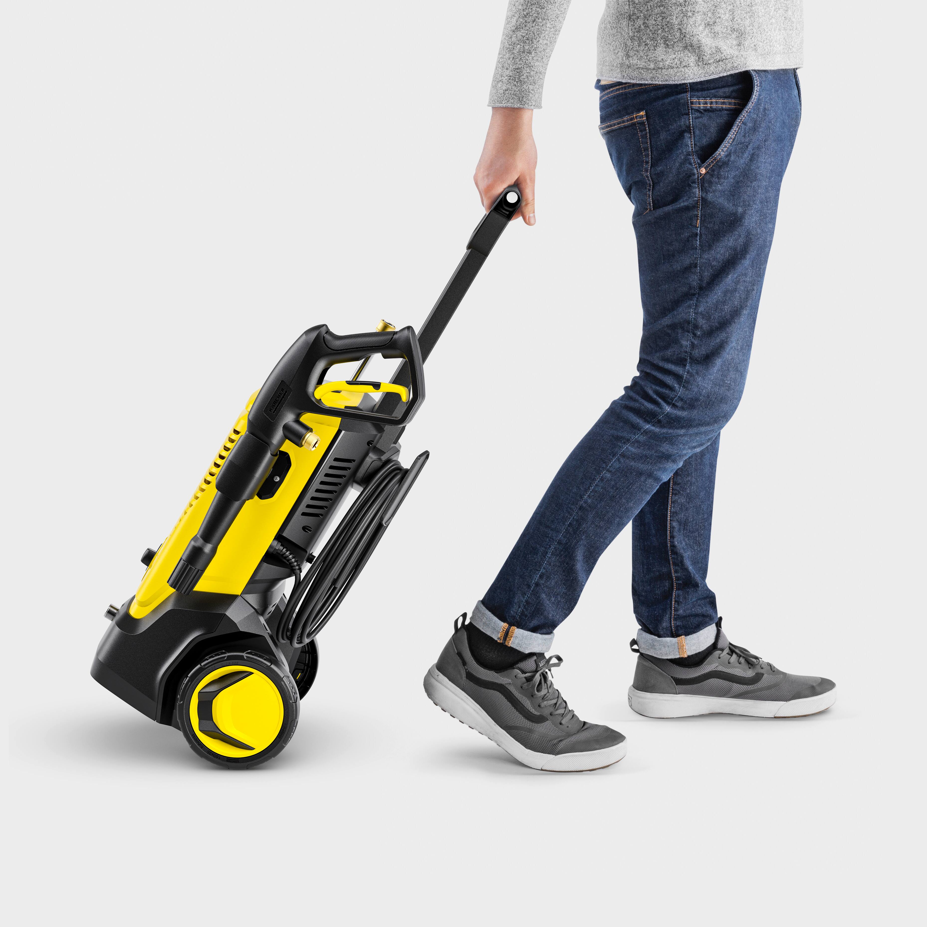 Left. Karcher - K 5 Foam Cannon 2000 PSI Electric Pressure Washer with Aluminum Pump, Turbo Nozzle and Foam Cannon for Vehicle Cleaning.