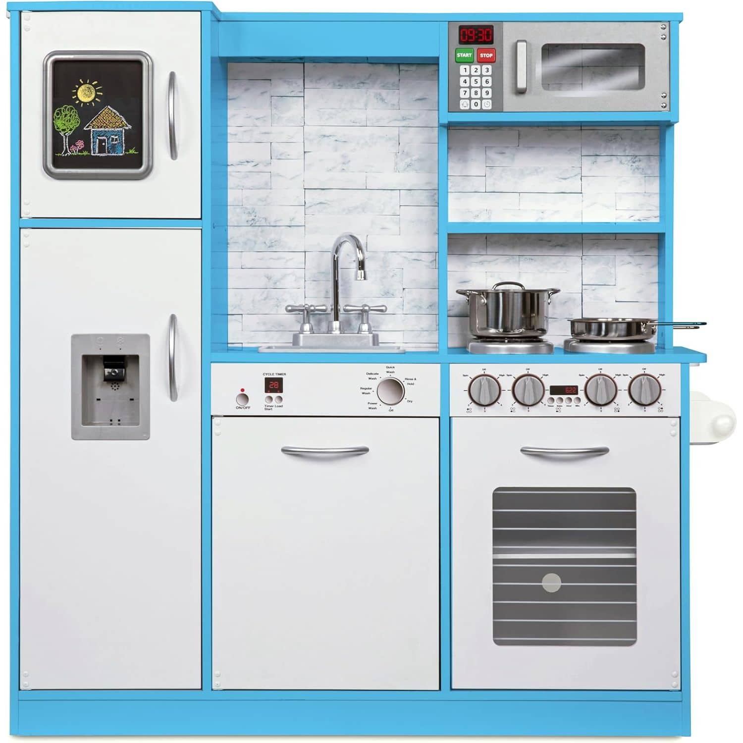 Lil' Jumbl - Kids Kitchen Set, Wooden Pretend Play Kitchen with Sounds & Accessories - Blue price history on PriceWatchPro