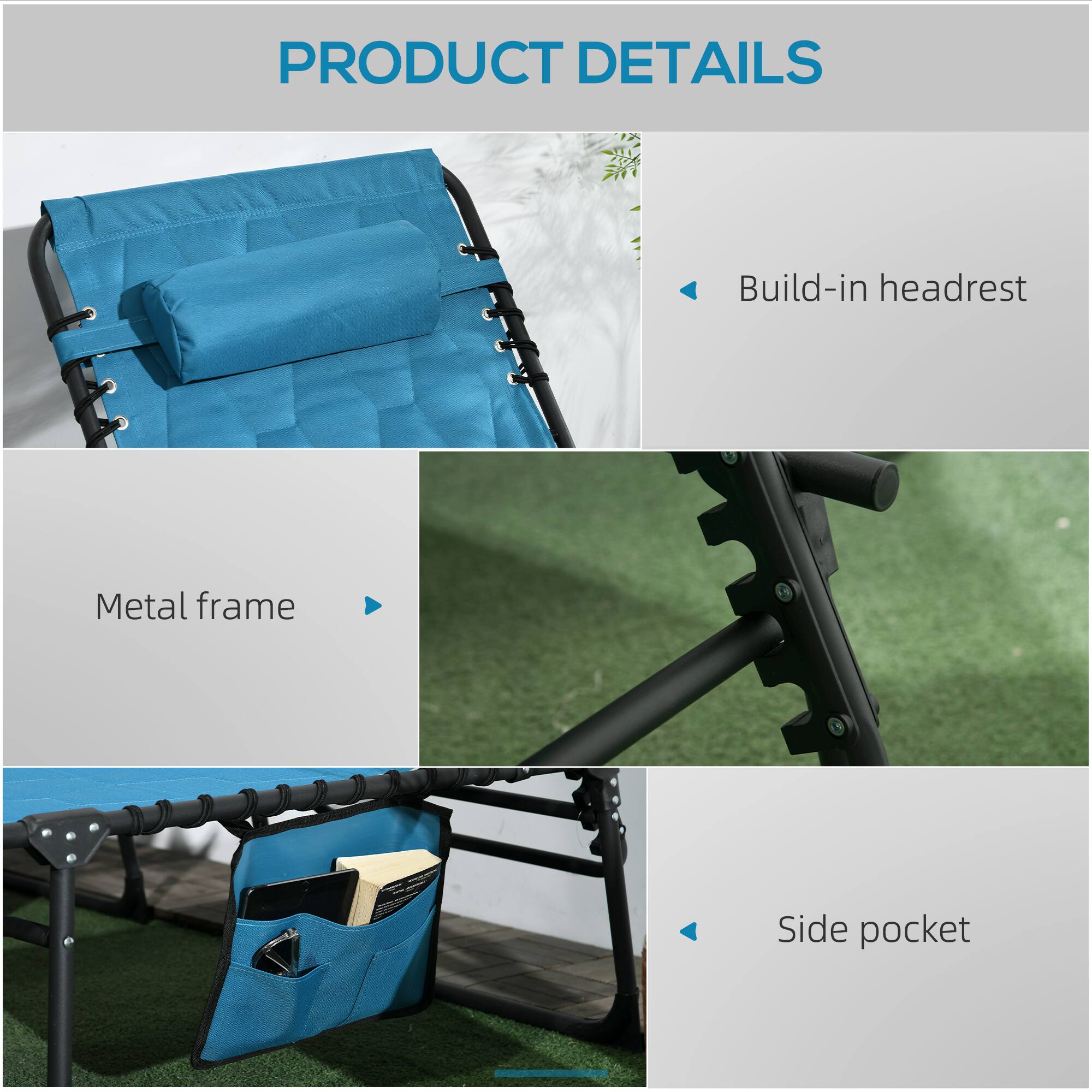 PRODUCT DETAILS

- Build-in headrest
- Metal frame
- Side pocket