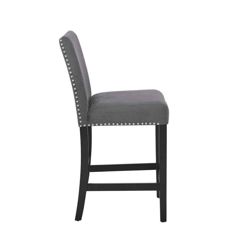 Back. New Classic Furniture - Furniture Celeste 39.5" Wood Counter Chair in Gray (Set of 2) - Gray.
