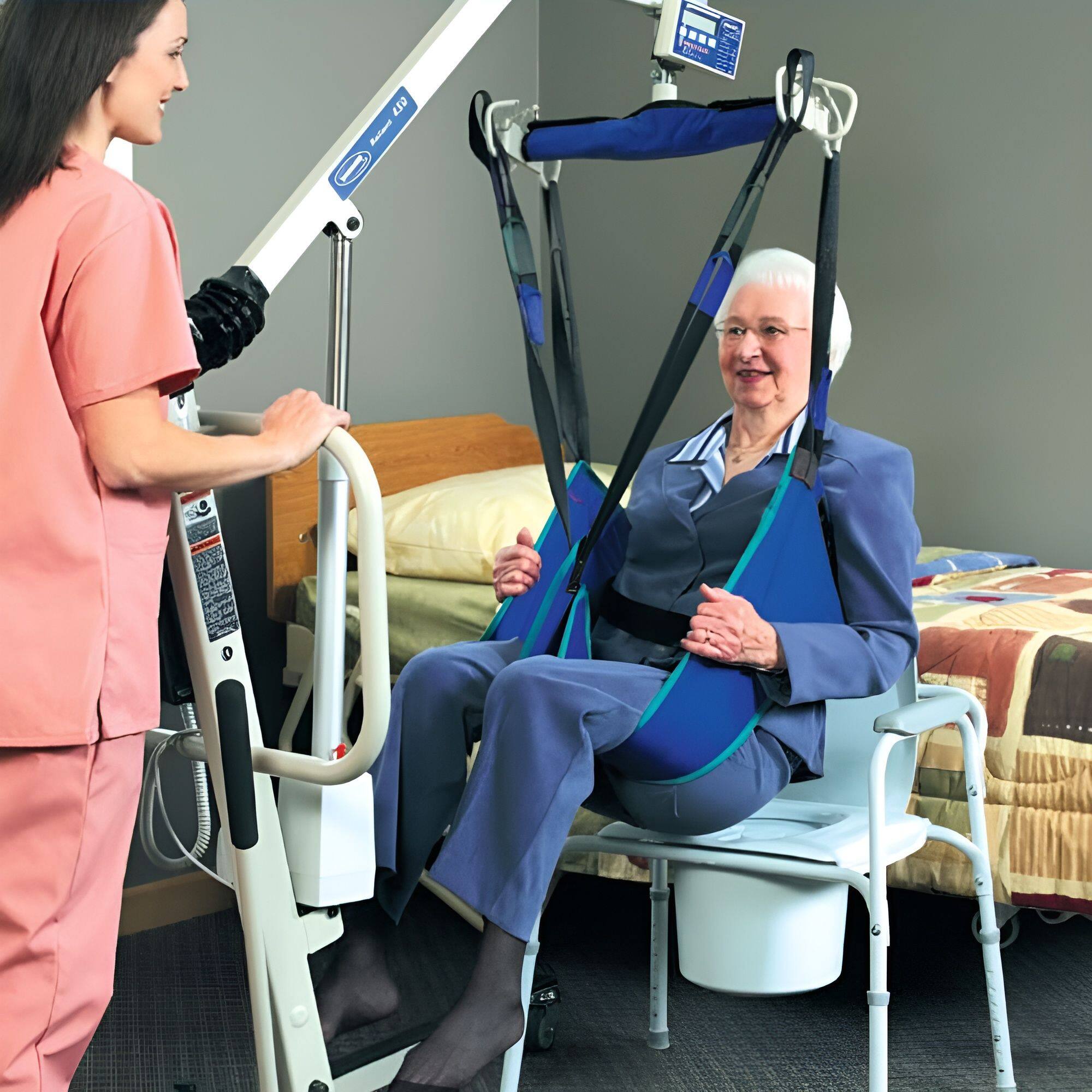 Alt View 2. Invacare - Reliant Toileting Sling for Patient Lifts, Solid Polyester Fabric, Large Size (R121) - Blue.