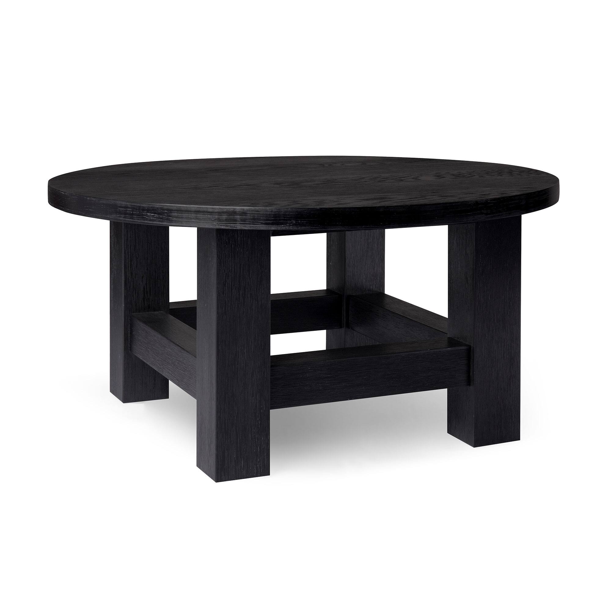 Alt View 10. Maven Lane - Maven Lane Marco Round Wooden Coffee Table Rustic Accent Furniture, Aged Black - Aged Black.