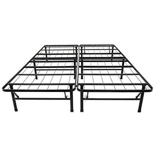 Angle. Hivvago - Hivvago Twin size Metal Platform Bed Frame - Black.