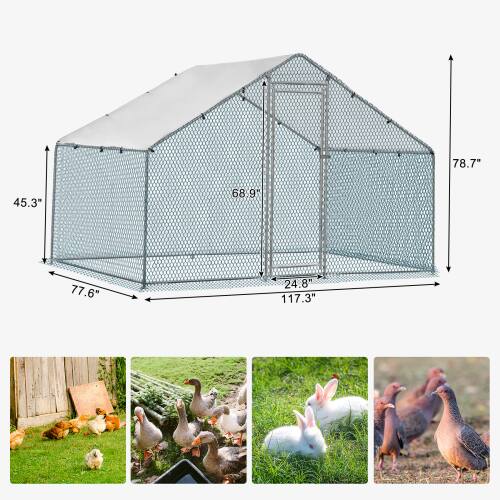 Alt View 1. Winado - 6.5 x 10 x 6.6FT Metal Chicken Coop Outdoor Large Walk-in Hen Cage House with Cover.